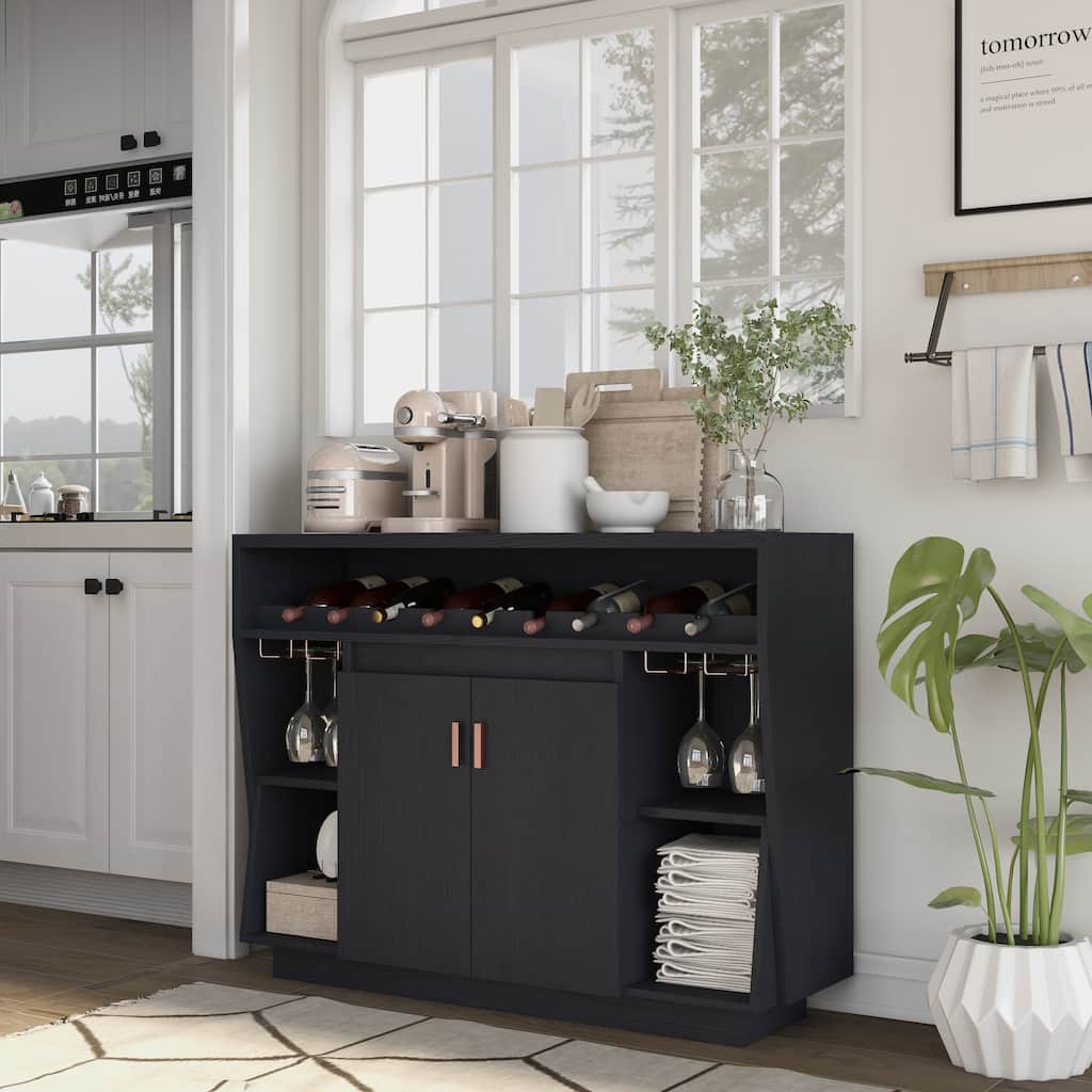 Furniture of America Ping Contemporary Black 47-inch 4-shelf Dining Buffet