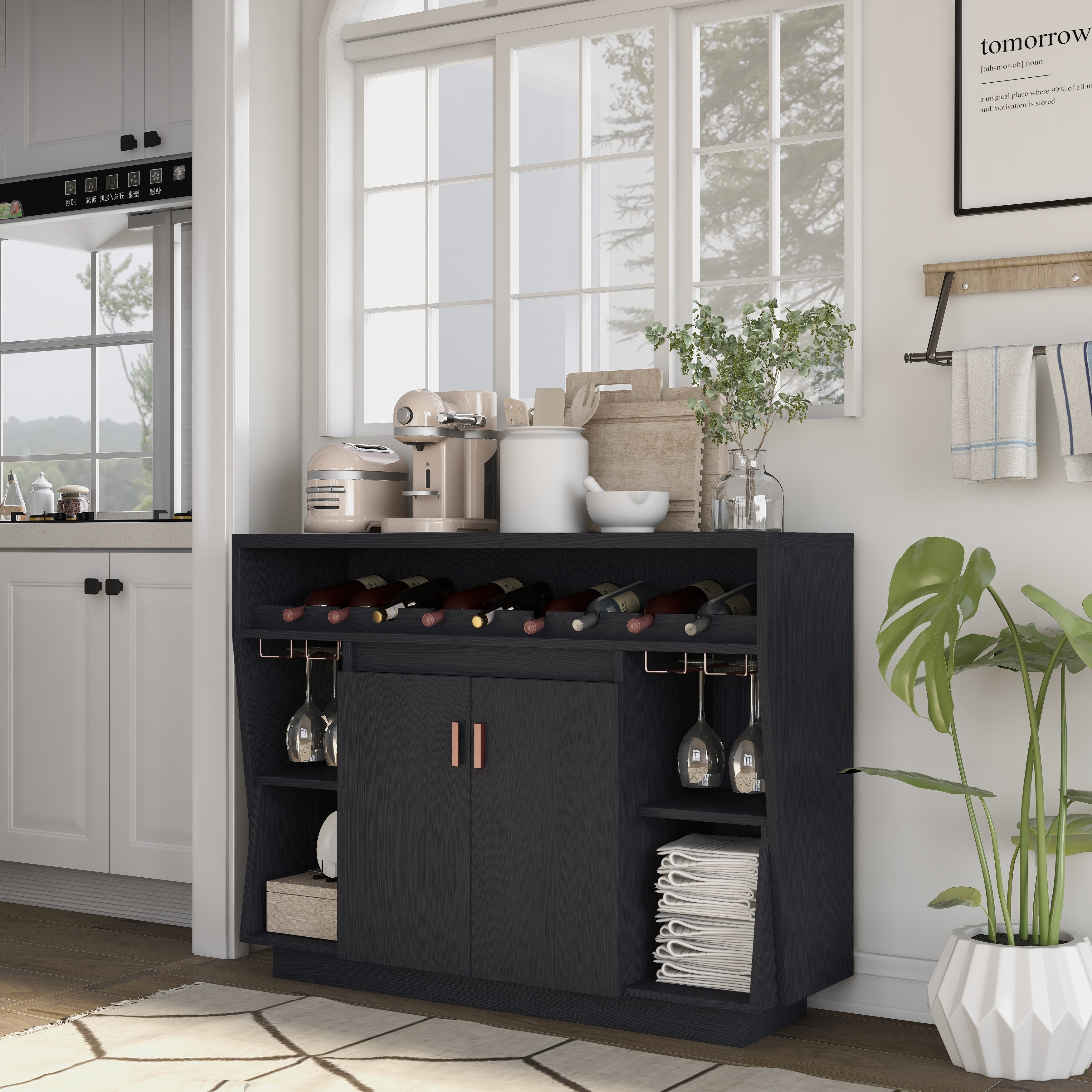Furniture of America Ping Contemporary Black 47-inch 4-shelf Dining Buffet