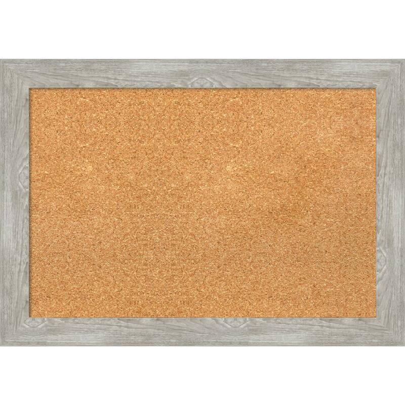 Dove Greywash Narrow Framed Cork Bulletin Memo Board - 28-Inch x 20-Inch