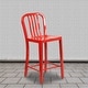preview thumbnail 54 of 116, 2 Pack 24'' High Metal Indoor-Outdoor Counter Height Stool w/ Vertical Slat Back Red