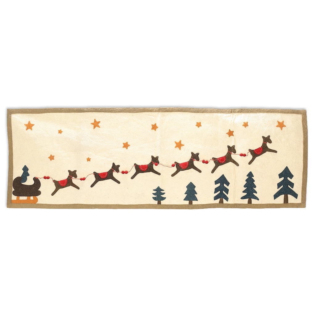 Novica Handmade Winter Wonderland Applique Wool Felt Table Runner