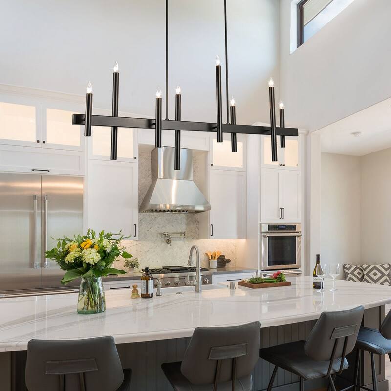 56.7'' 8-Light Linear Chandelier Kitchen Island Pendant