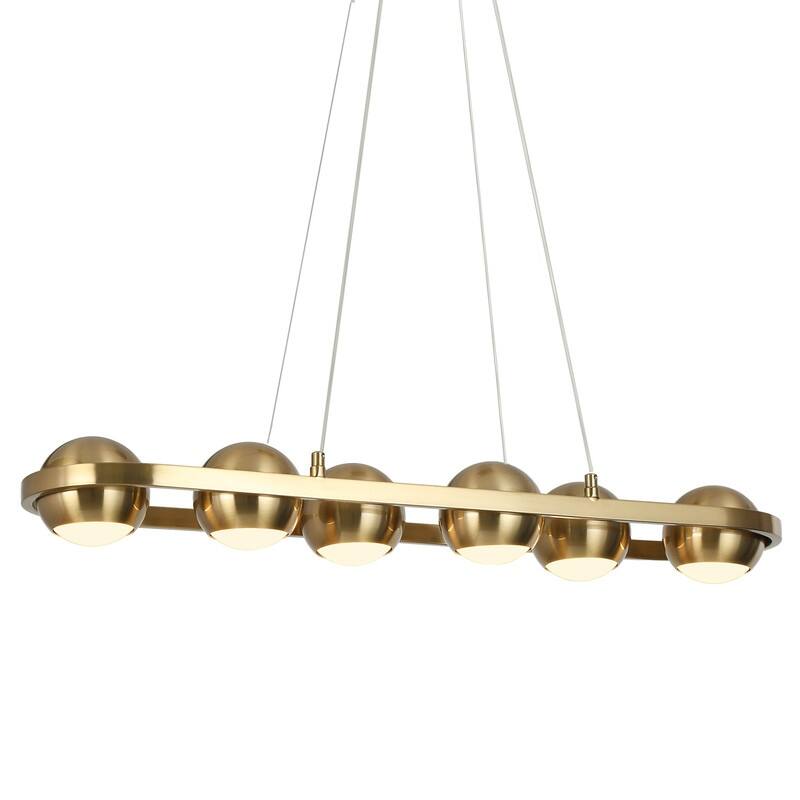 Modern 6-Light Gold LED Chandelier Metal Linear Island Lights for Dining Room