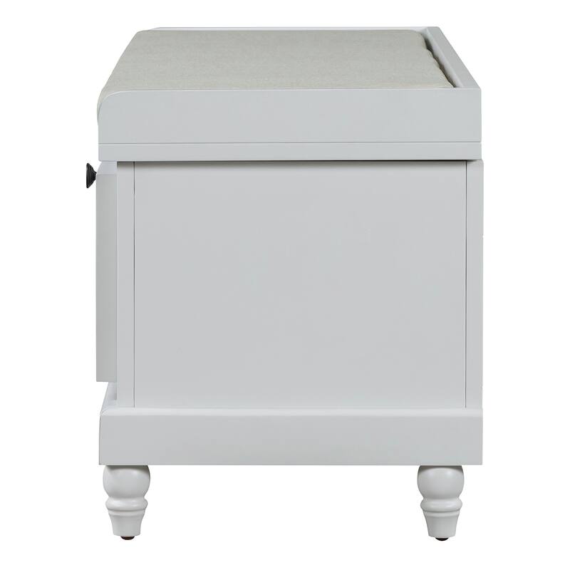 Fluted Storage Bench with 3 Drawers & Hidden Compartments