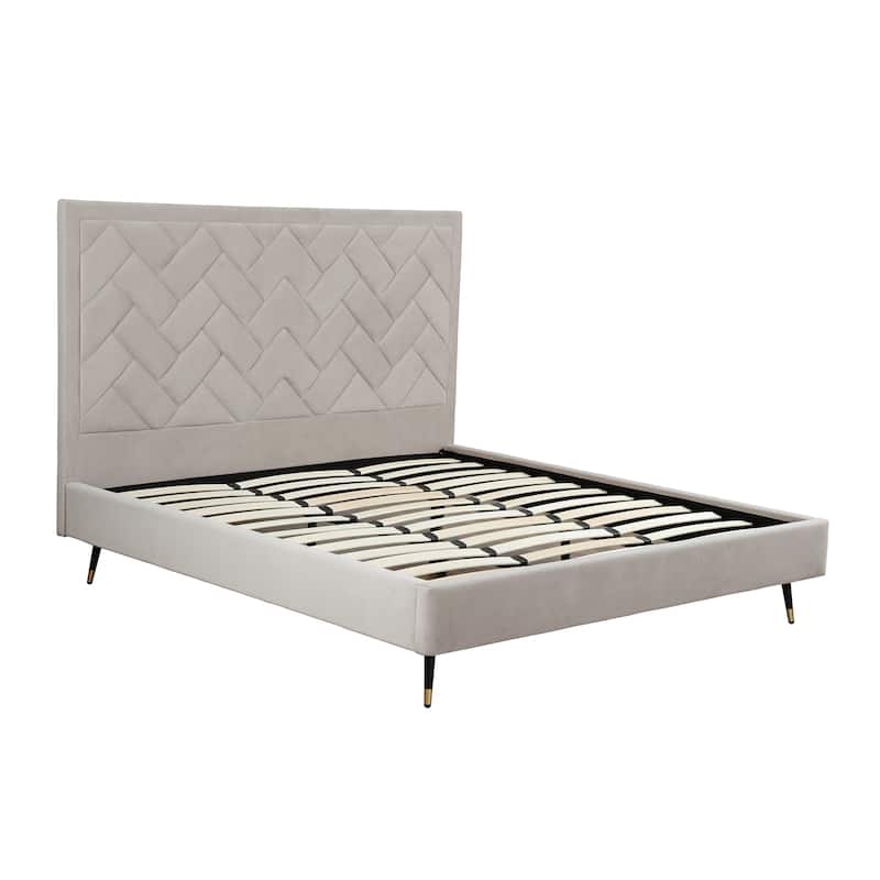 Manhattan Comfort Crosby Velvet Upholstered Bed