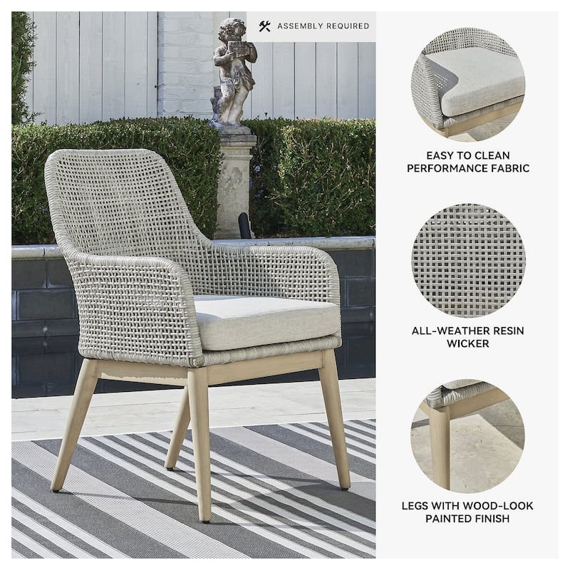 Signature Design by Ashley Seton Creek Gray Outdoor Dining Arm Chair (Set of 2) - 25.25" W x 24.5" D x 36" H