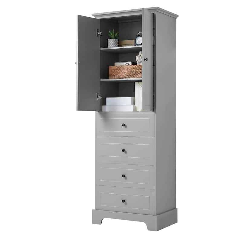 Tall Storage Cabinet with Doors and Drawers for Bathroom/Office