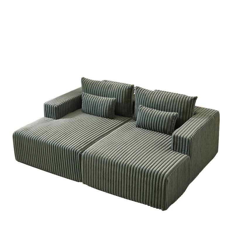 Modern 87" Cloud Plush Lounge Chaise, Fluffy Sleeper Chair with Reclining Sofa Bed for Living Room