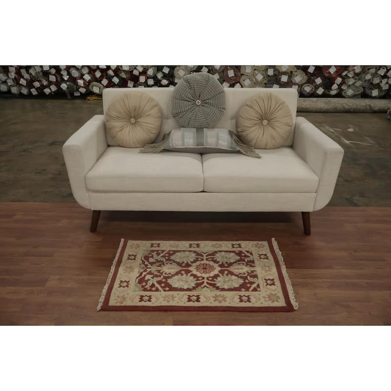 Hand Knotted Oriental 100% Wool Carpet Traditional All-Over Oranges & Rust Ziegler Area Rug - 3' 1'' X 1' 11''