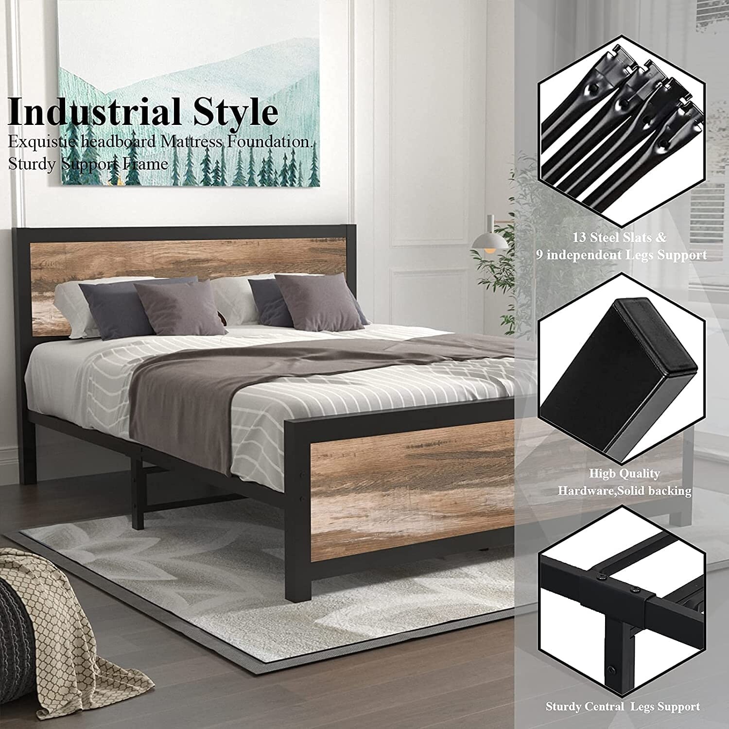 Industrial on sale queen headboard