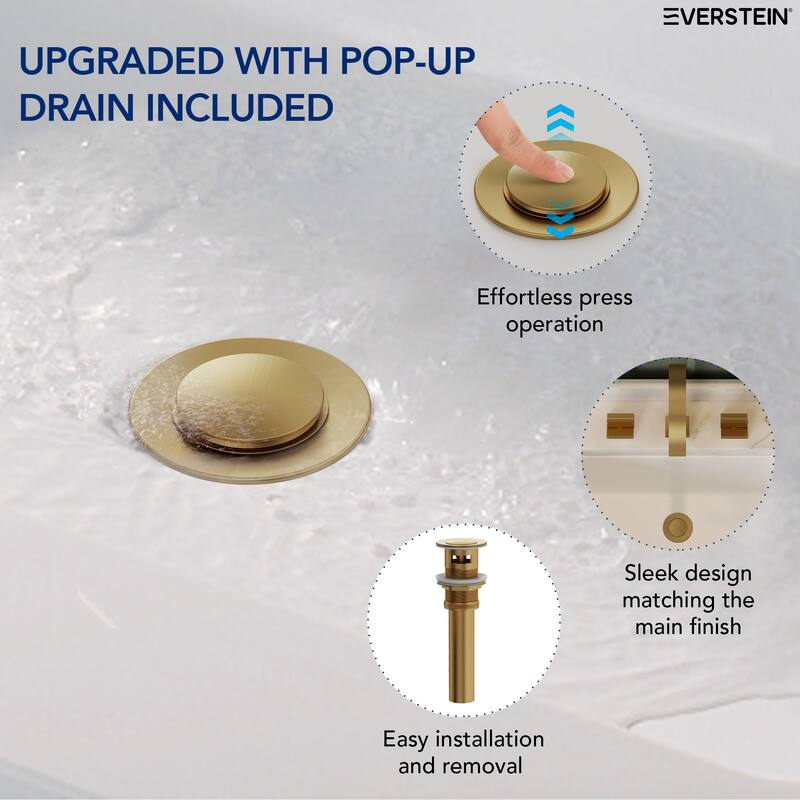 Two handles 3 holes Waterfall Bathroom Sink Faucet with Drain Assembly