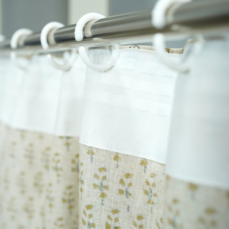 Fabdivine Handmade Floral Block Print Window or Door Room Décor Viscose Linen Curtain