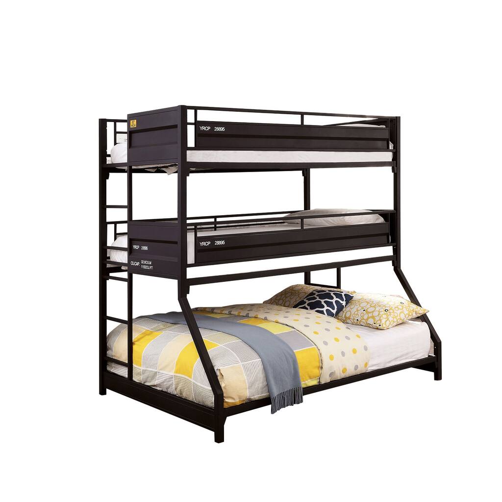 Twin/Twin/Full Triple Decker Bed, Black
