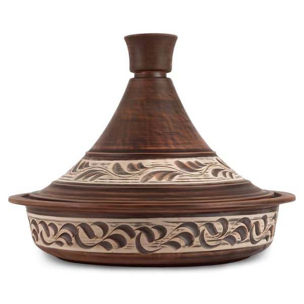 slide 2 of 10, STP Goods Handmade 2.1Qt Red Clay Stoneware Tajine