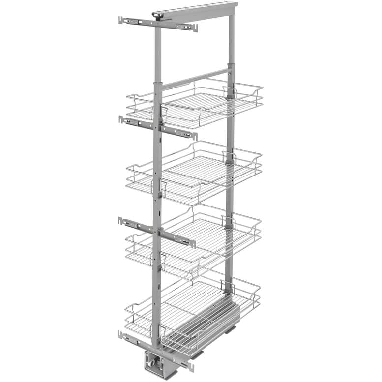 Rev-A-Shelf 5700 Series 51-58 Inch Adjustable Height Pull Out 4 Tier - Chrome