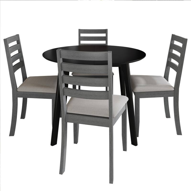 CraftPorch Timeless 4-Piece Chair and Round Table Wooden Dining Set - Grey