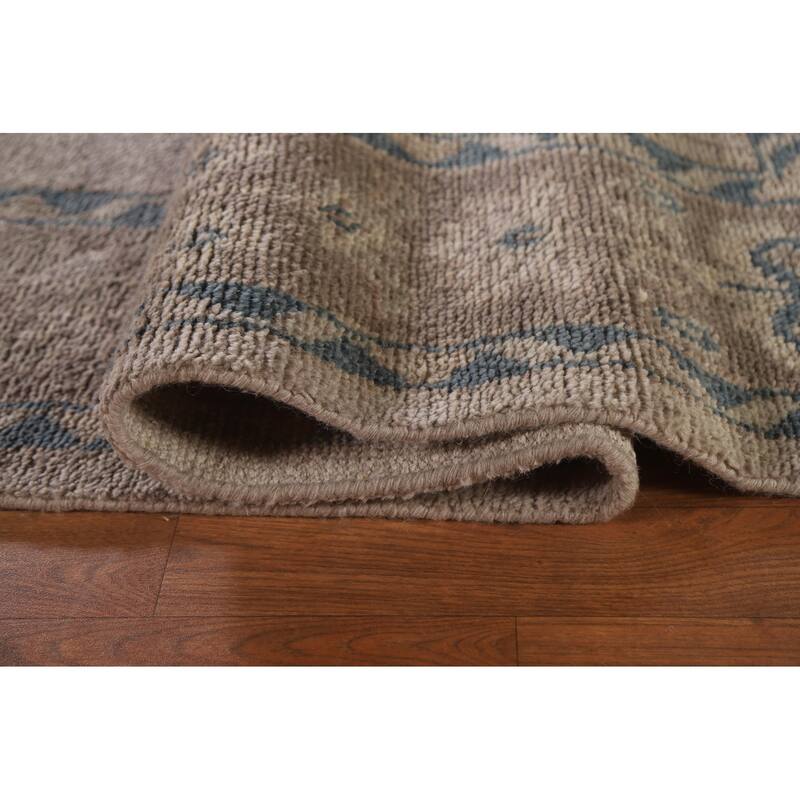 Geometric Oushak Style Area Rug Hand-knotted Oriental Wool Carpet - 8'9"x 11'9"