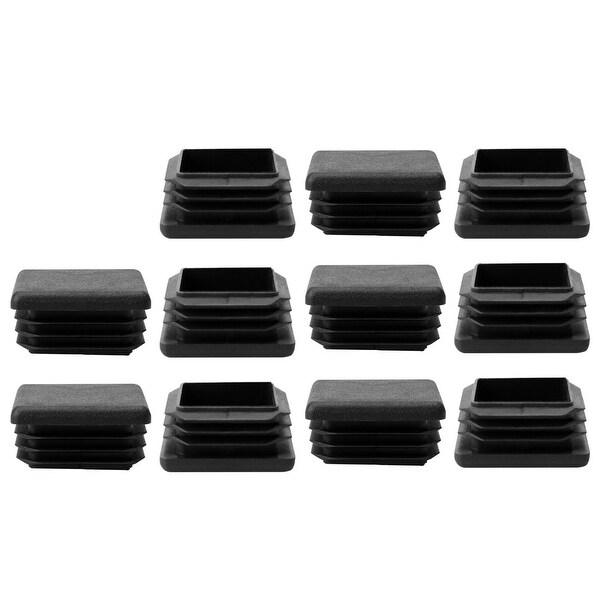 11pcs 40 x 40mm Plastic Square Ribbed Tube Inserts End Cover Cap
