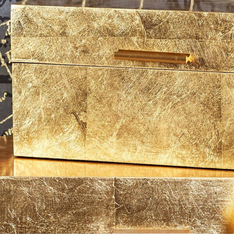 Wooden Decorative Box with Textured Foiled Exterior - Set of 2 Gold or Silver - CosmoLiving by Cosmopolitan