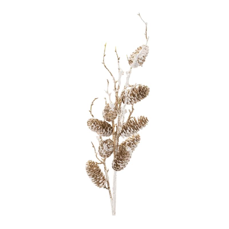 Snowy Glittered Pinecone Twig Spray (Set of 6)