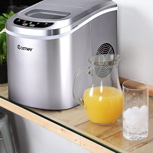 Portable Electric Ice Maker Machine with Ice Scoop and Basket - On