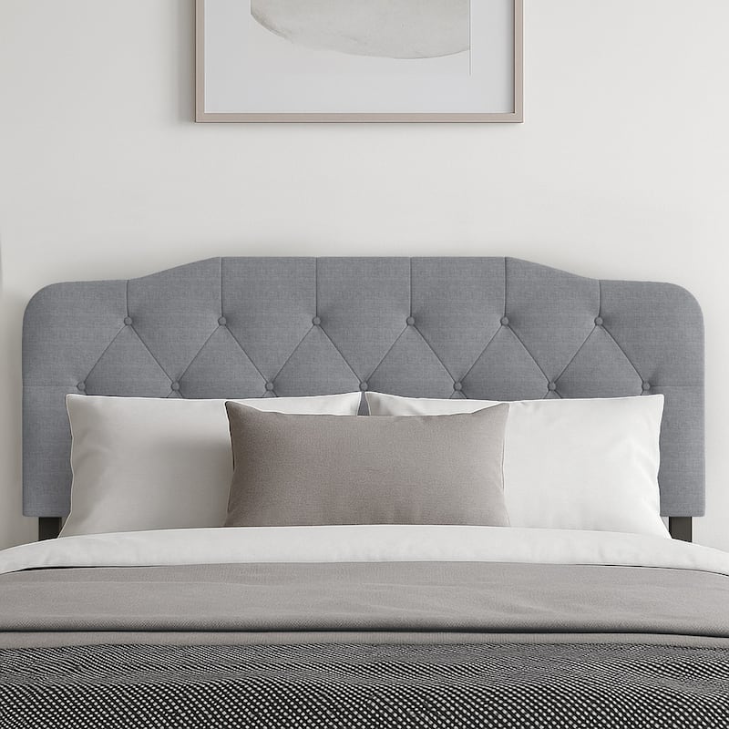 Angela Button-tufted Adjustable Headboard - Grey - Full