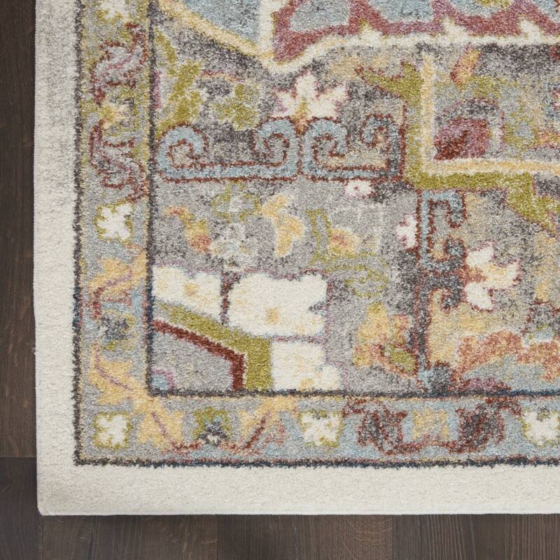 Hocu Power Loomed Abstract Floral Traditional Stain Resistant Area Rug By HomeRoots - 90' X '26' X '0.5