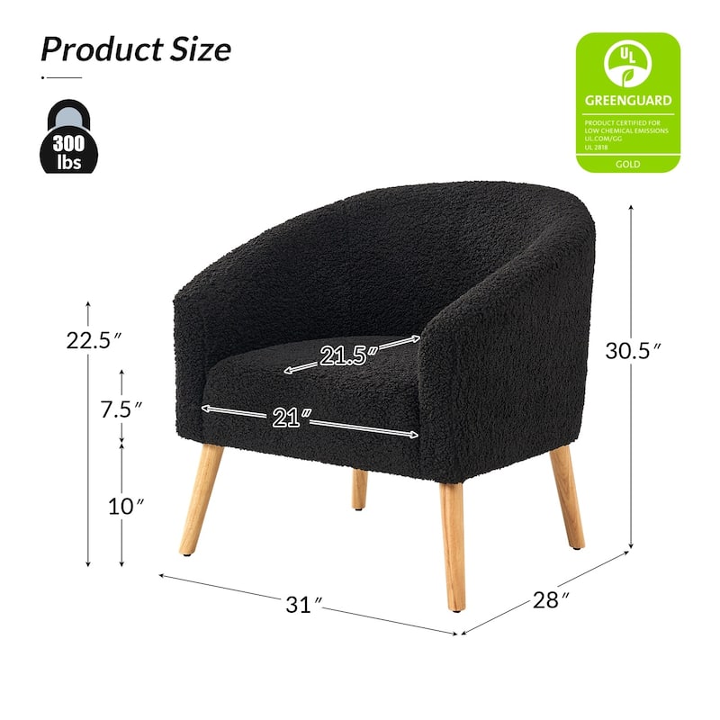 Sheila Modern 30"W Boucle Armchair with Solid Wood Legs Set of 2 by HULALA HOME