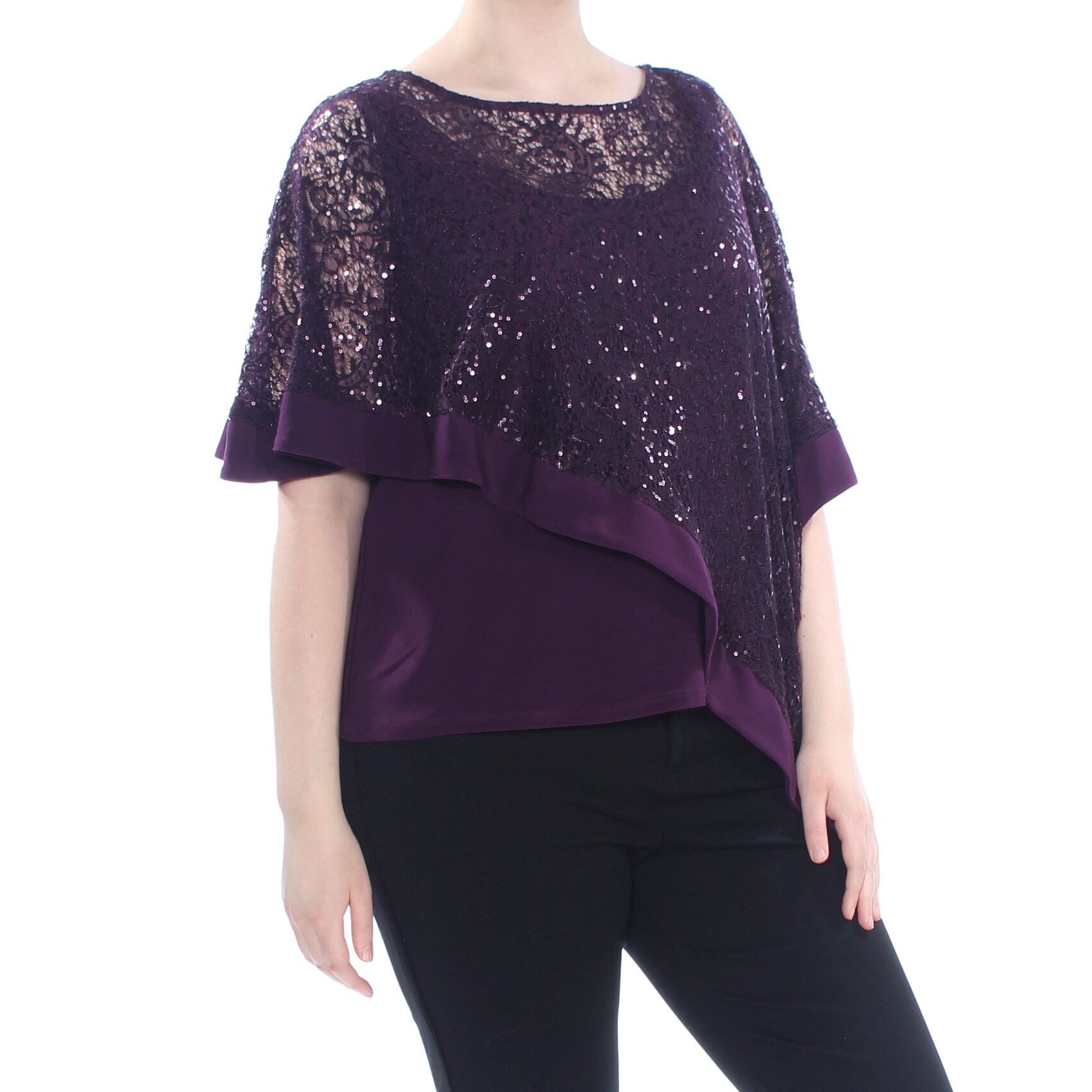 purple sequin top plus size