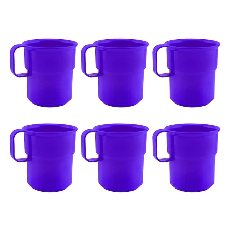 Break-Resistant Plastic Cup Mugs for Coffee, Juice - 8oz Pack of 6