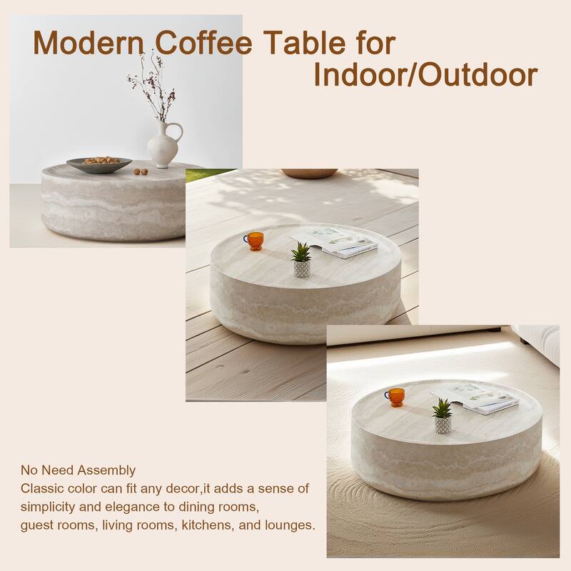 Round Coffee Table with Mars Pattern for Indoor Outdoor