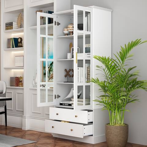 70.1" Storage Cabinet Display Cabinet Kitchen Pantry Cabinet, Cupboard
