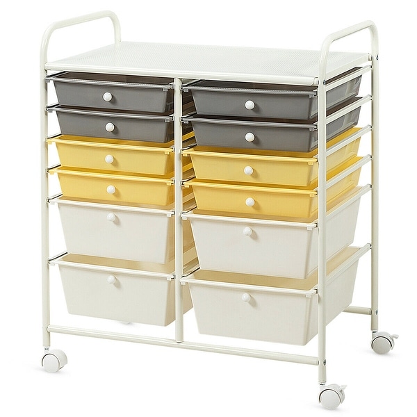 Gymax Office Rolling Cart 12 Storage Drawer Studio Organizer Bins - See Details. Opens flyout.