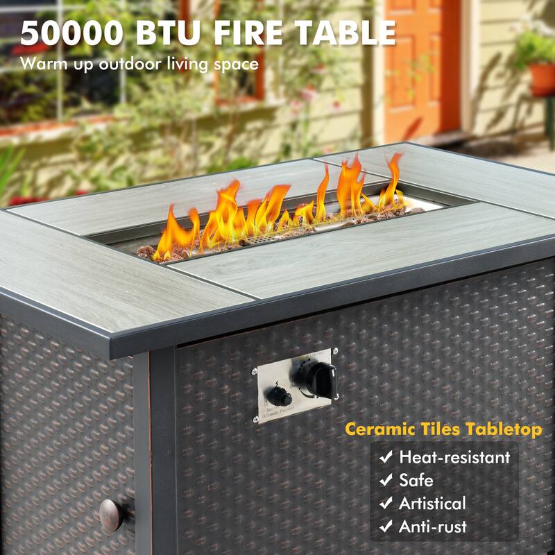 XIZZI Outdoor Patio Furniture Conversation Set with Fire Table