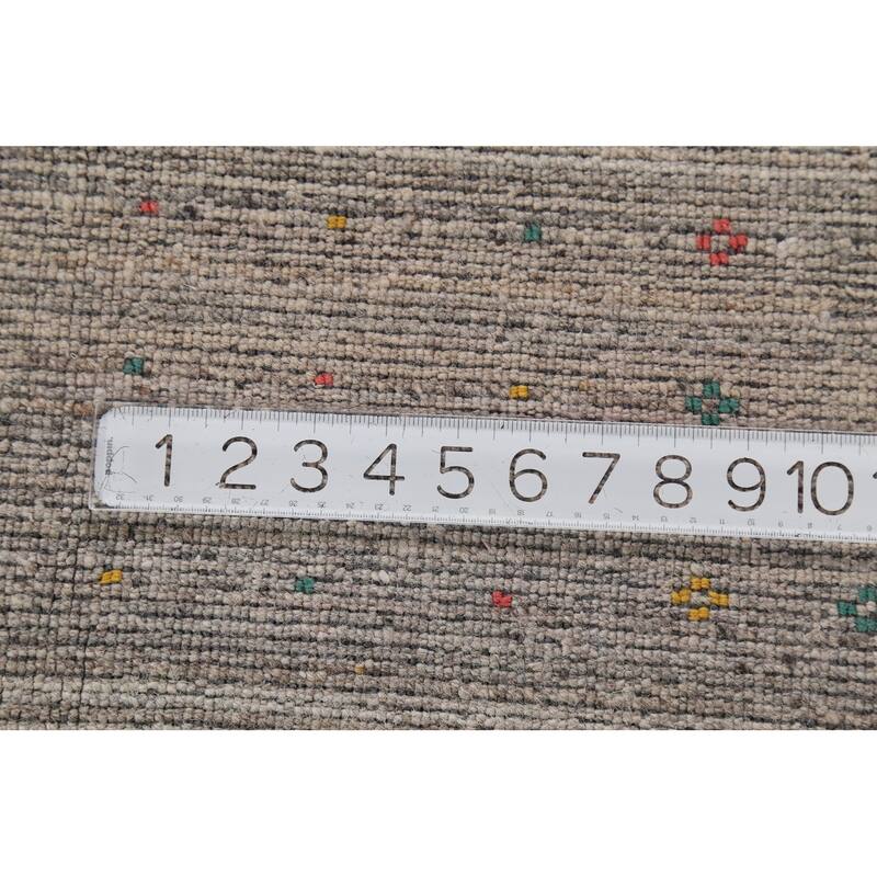 Striped Gabbeh Square Area Rug Hand-Knotted Wool Carpet - 7'10"x 7'11"