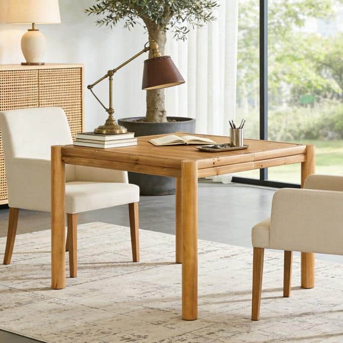 39.37" Solid Wood Square Conference Table, Small Meeting Table for 4