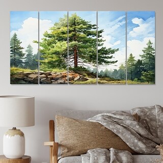 Designart "Proud Pine Tree I" Tree Pine Multipanel Canvas Art Print set ...