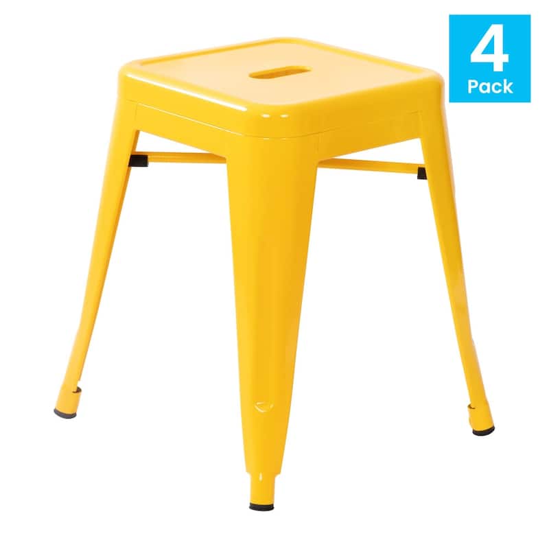 18 Inch Table Height Indoor Stackable Metal Dining Stool-Set of 4 - 15.75"D x 15.75"W x 18"H