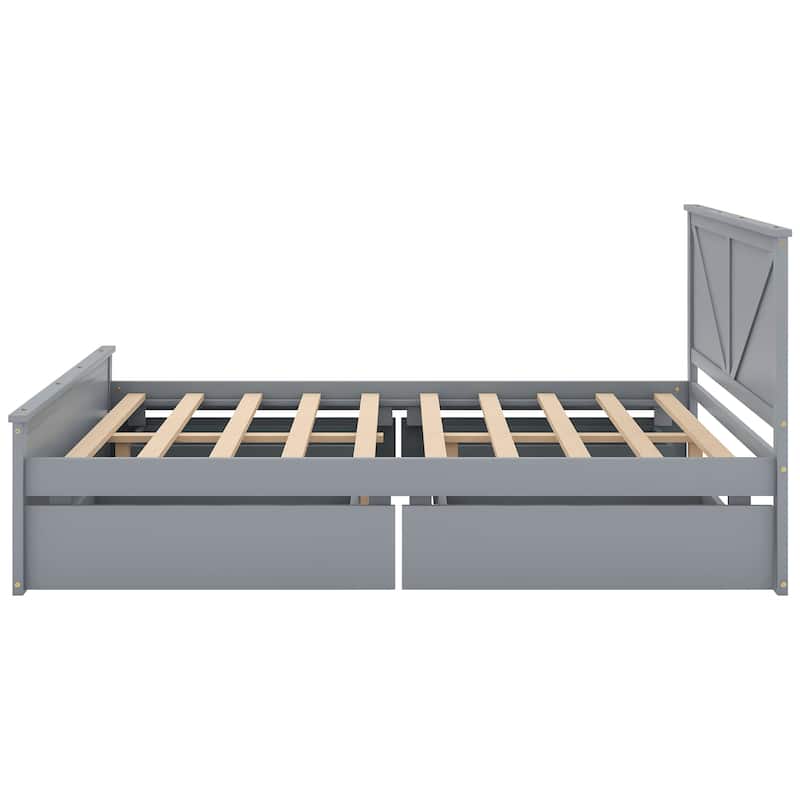 Platform Bed with Four Storage Drawers and Support Legs