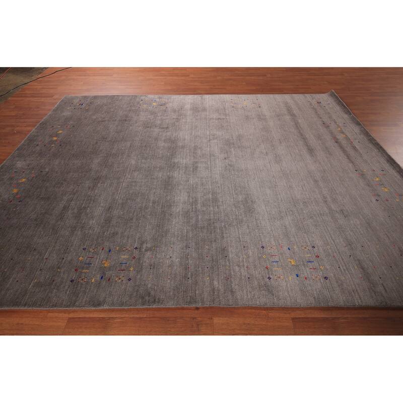Earth Tone Tribal Gabbeh Indian Area Rug Silk Carpet - 8'0" X 9'10"