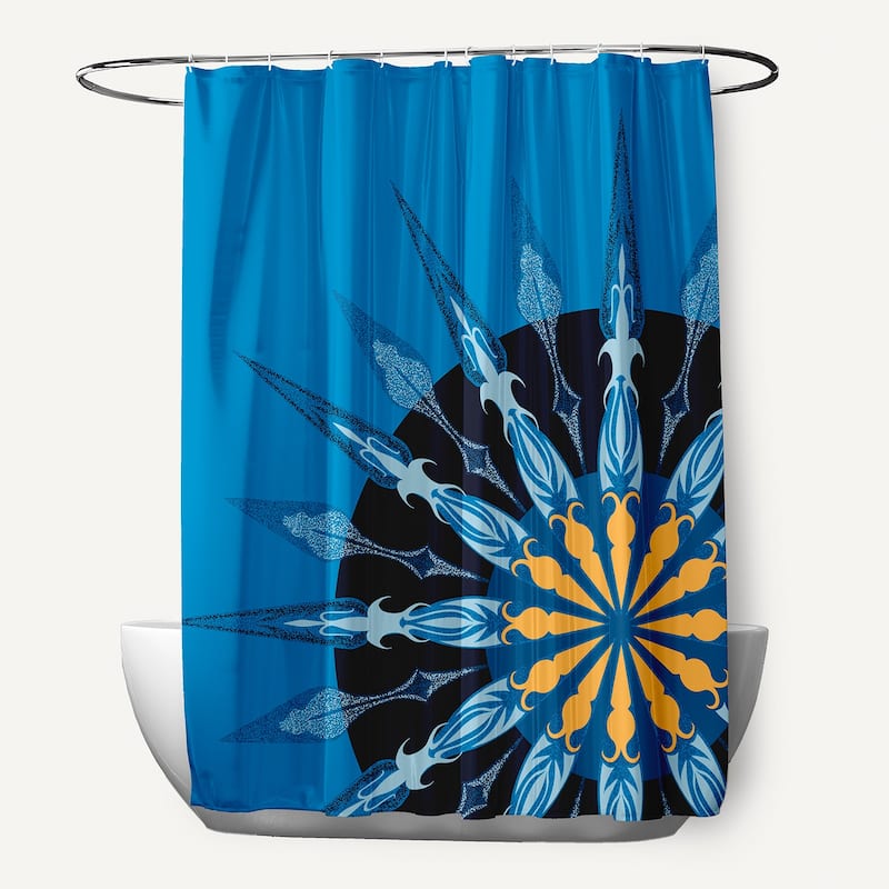 71 x 74-inch Sailor's Delight Geometric Print Shower Curtain - Blue