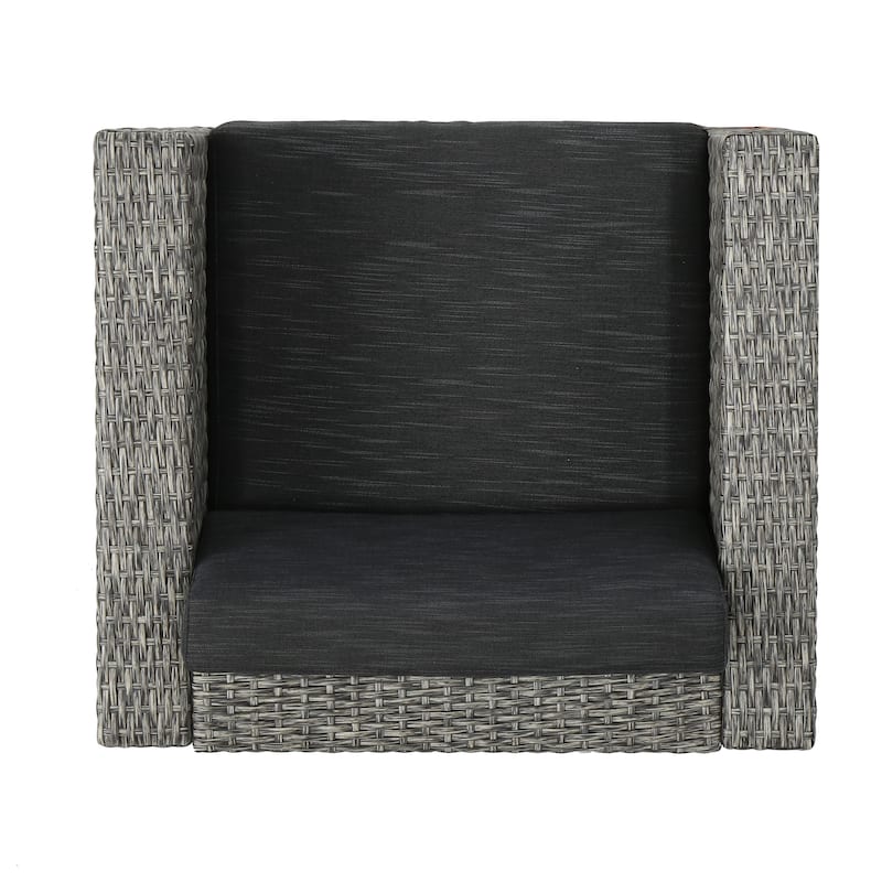 Puerta Outdoor Wicker Club Chair with Cushions (Set of 2) by Christopher Knight Home
