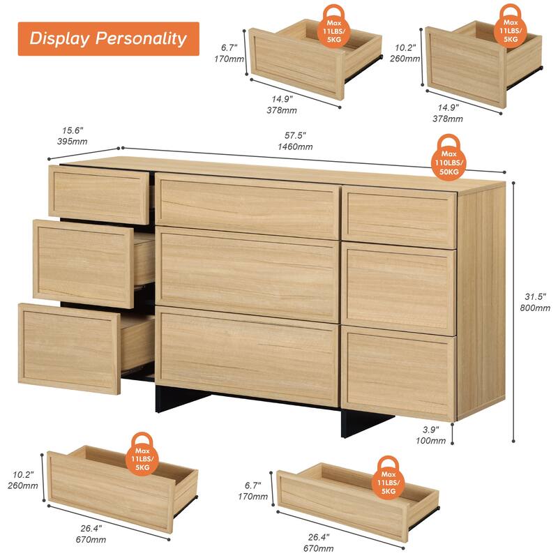 WAMPAT Modern TV Stand, Entertainment Center with T-Shaped Legs, Media Console Table with Storage Drawers