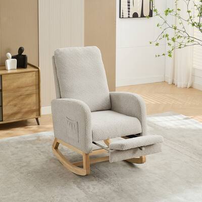 25.4" Boucle Rocking Chair with Footrest