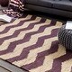 preview thumbnail 27 of 39, Hand-Woven Madeline Natural Jute Chevron Rug - 2' x 3' Purple/Ivory - 2' x 3'