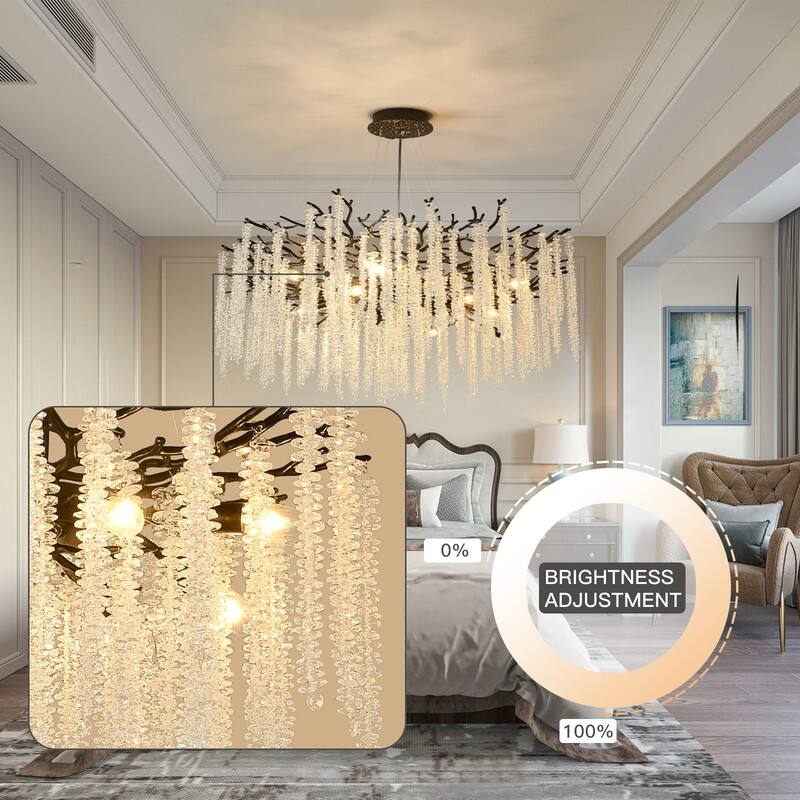 Golden Crystal Branch Chandelier Luxury Adjustable Lighting for Grand Entryways