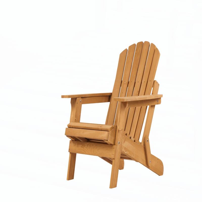 Outdoor Wooden Folding Adirondack Chair with Retractable Ottoman