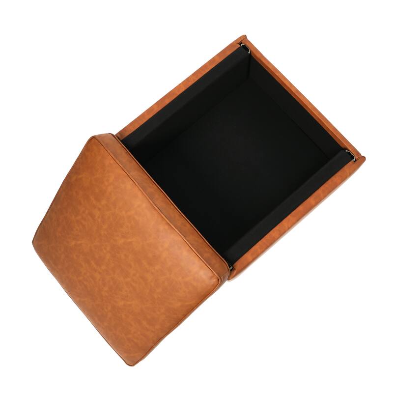 Atley Upholstered Ottoman with Storage and Solid Wood Legs