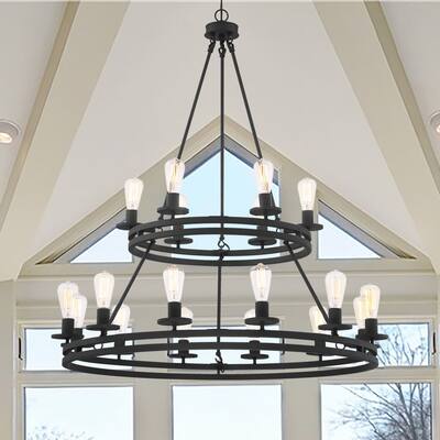 Acroma 18 Light 42In Modern Farmhouse Wagon Wheel Chandelier-UL