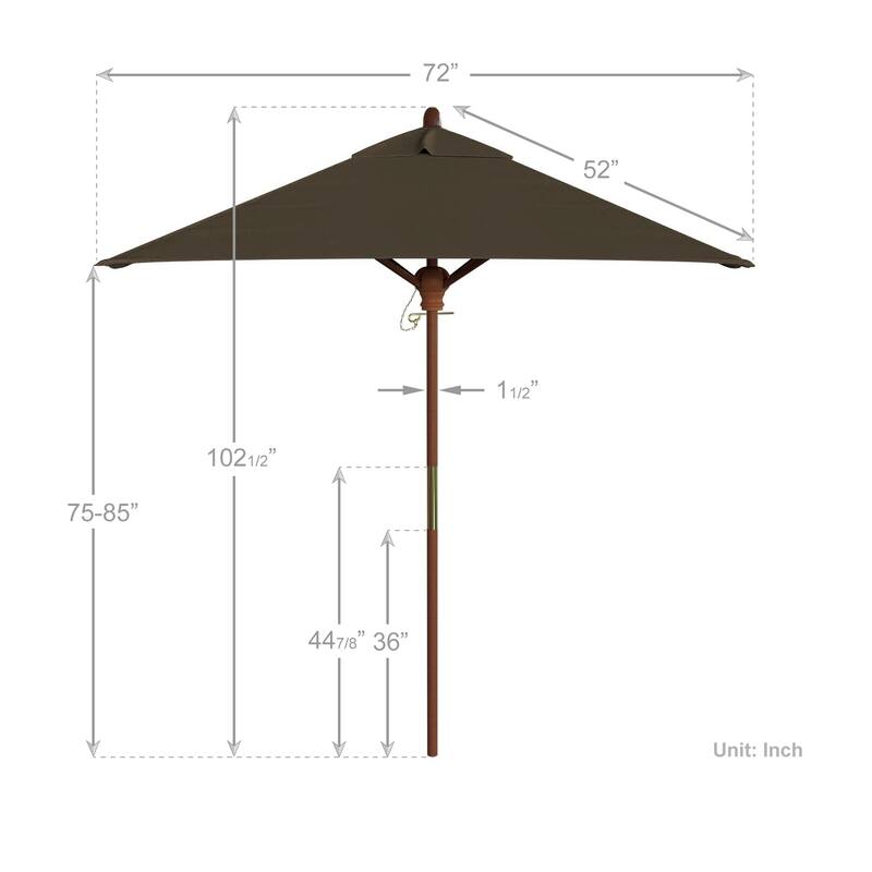 Port Lavaca 6ft Square, Sunbrella Fabric Wooden Patio Umbrella by Havenside Home, Base Not Included